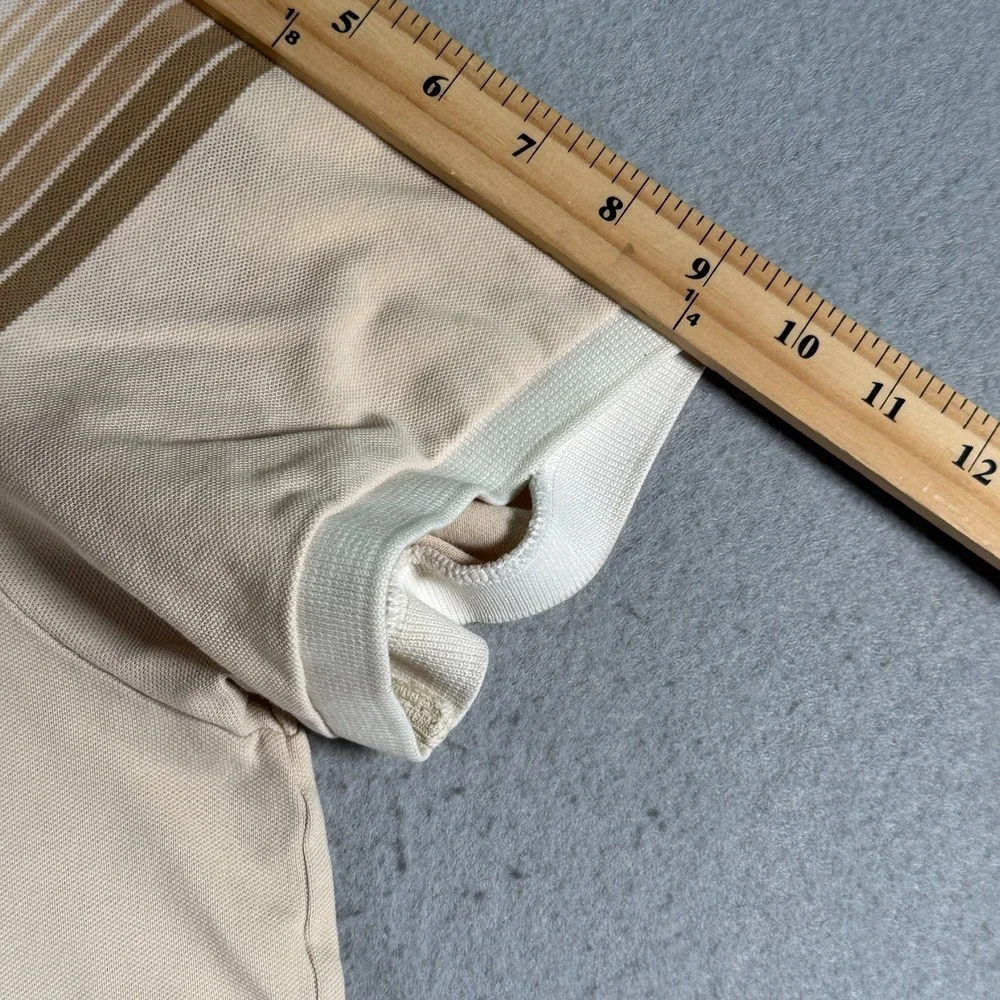 Banana Republic Fitted Polo Shirt Mens XL Beige Stripe‎ Comfort Classic Preppy